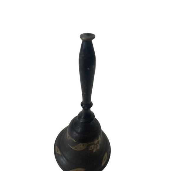 Vintage Brass Etched Flower Hand Bell 3.75" Tall - Picture 1 of 6